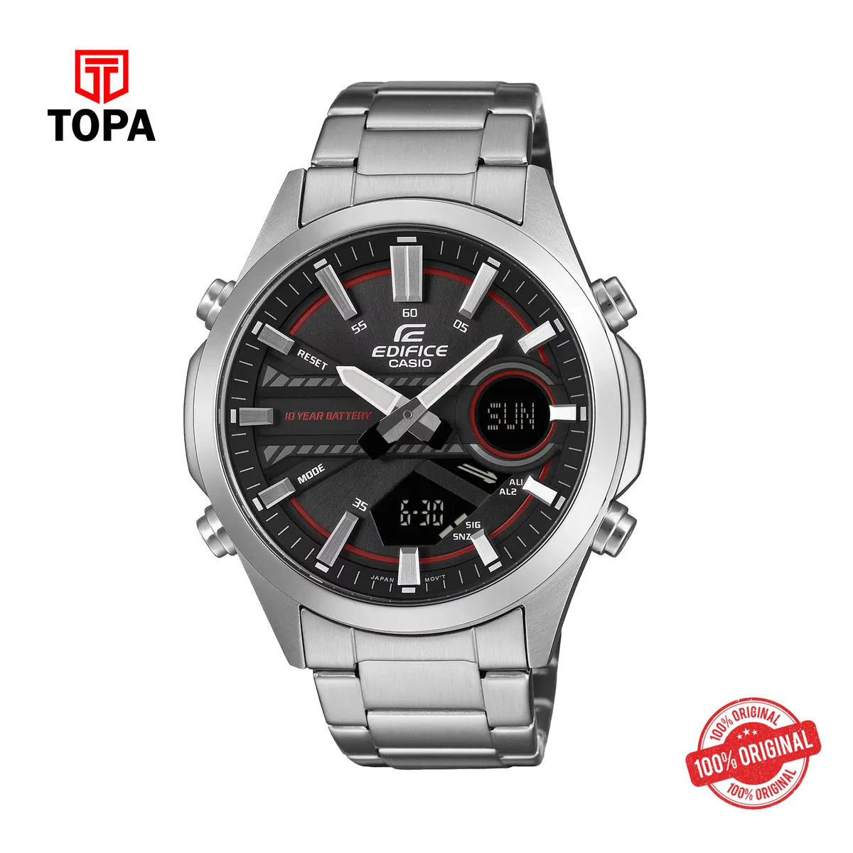 Casio Edifice EFV-C120D-1A4 Analog-Digital Stainless Steel Watch - Topa