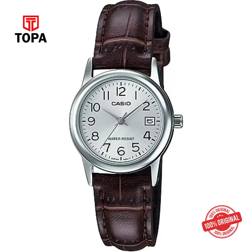 Casio LTP-V002L-7B2 Leather Strap Woman Watch - Topa