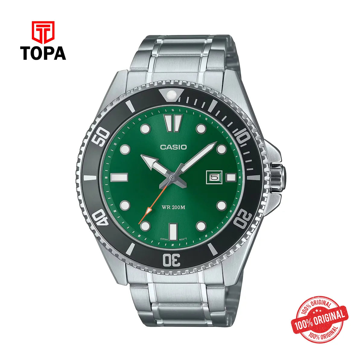 Casio MDV-107D-3A2V Duro Green Dial Diver Watch - Topa