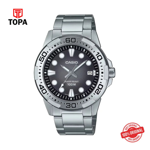 Casio MTD-140D-1AV Black Dial Stainless Steel Watch - Topa