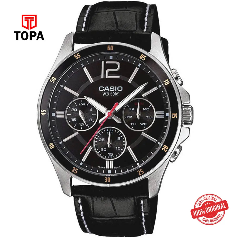 Casio MTP-1374L-1A Leather Strap Men's Watch - Topa