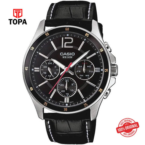 Casio MTP-1374L-1A Leather Strap Men's Watch - Topa