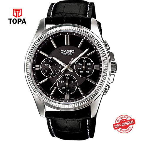 Casio MTP-1375L-1A Leather Strap Men Watch - Topa
