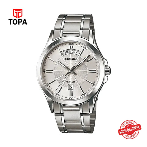 Casio MTP-1381D-7AV Stainless Steel Day-Date Watch - Topa