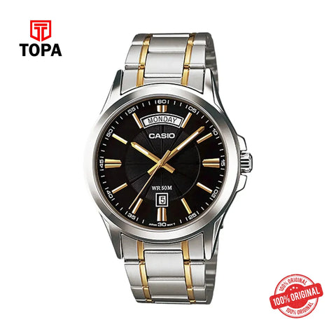 Casio MTP-1381G-1AV Stainless Steel Two-Tone Day-Date Watch - Topa
