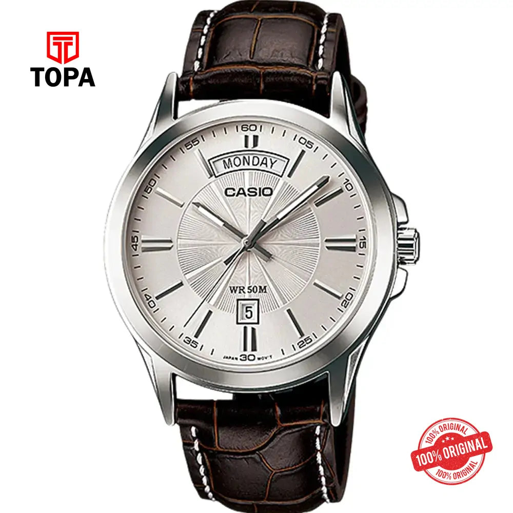 Casio MTP-1381L-7A Leather Band Men Watch - Topa