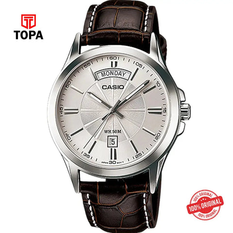 Casio MTP-1381L-7A Leather Band Men Watch - Topa