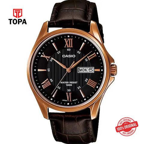 Casio MTP-1384L-1A Leather Band Men Watch - Topa