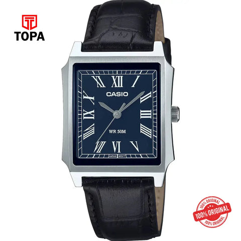 Casio MTP-B190L-2B Leather Band Men Watch - Topa
