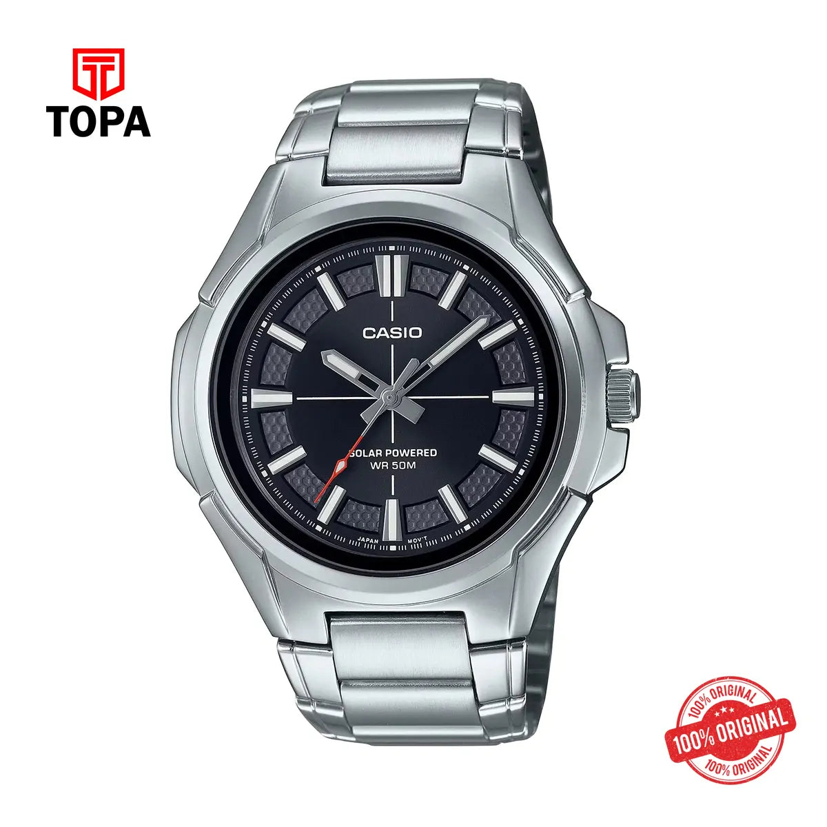 Casio MTP-RS100D-1AV Solar Powered Stainless Steel Watch - Topa