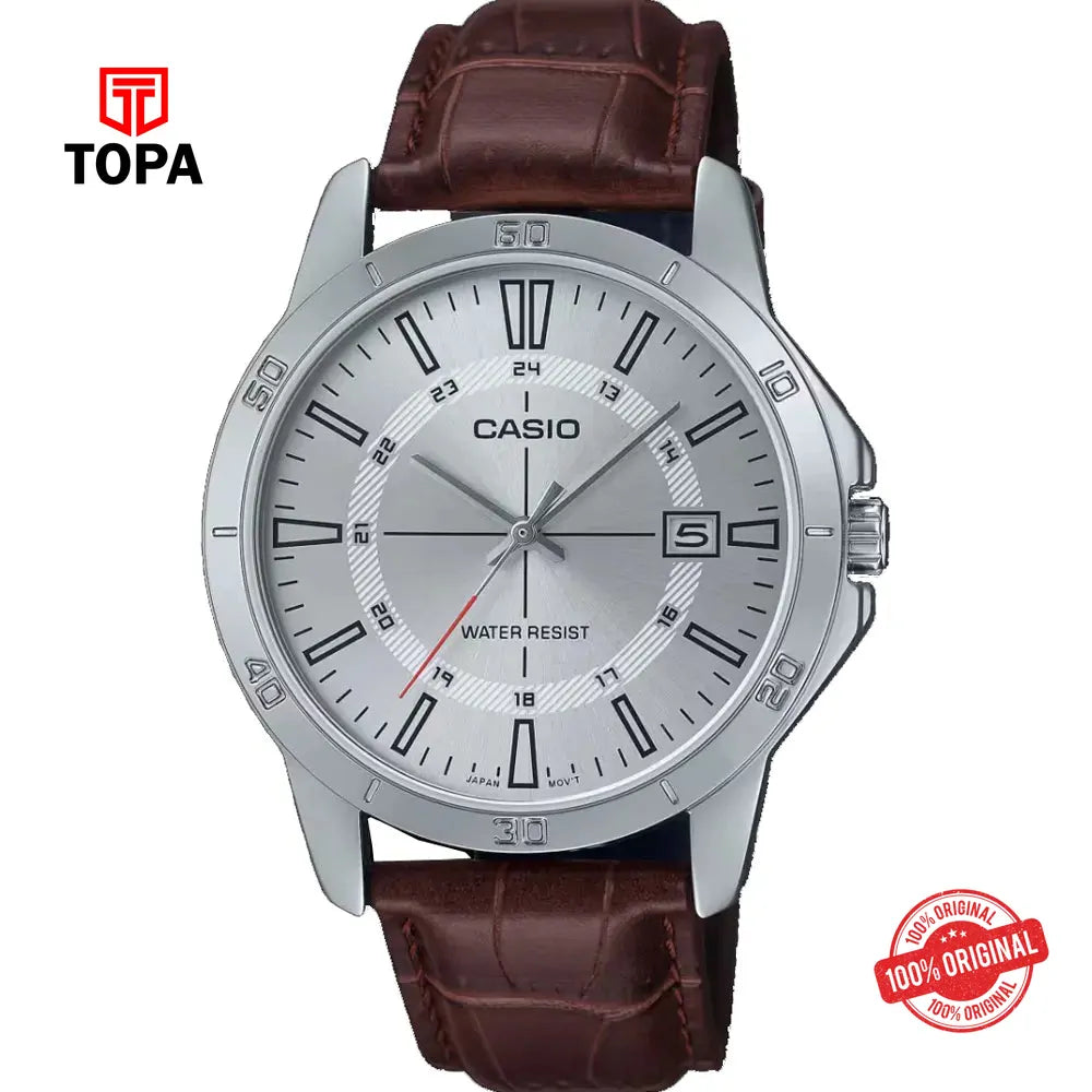 Casio MTP-V004L-7C Leather Band Men Watch - Topa