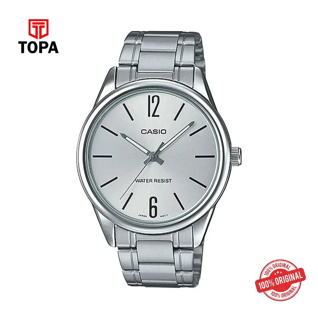 Casio MTP-V005D-7B White Dial Stainless Steel Watch - Topa