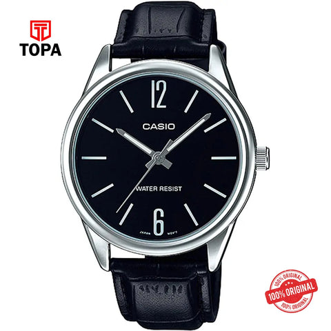 Casio MTP-V005L-1B Leather Strap Men's Watch - Topa