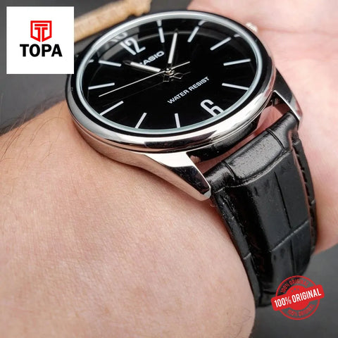 Casio MTP-V005L-1B Leather Strap Men's Watch - Topa