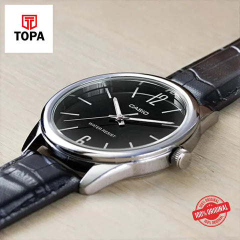 Casio MTP-V005L-1B Leather Strap Men's Watch - Topa