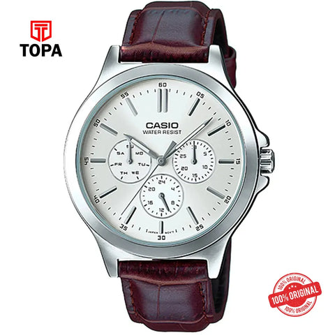 Casio MTP-V300L-7A Leather Band Men Watch - Topa