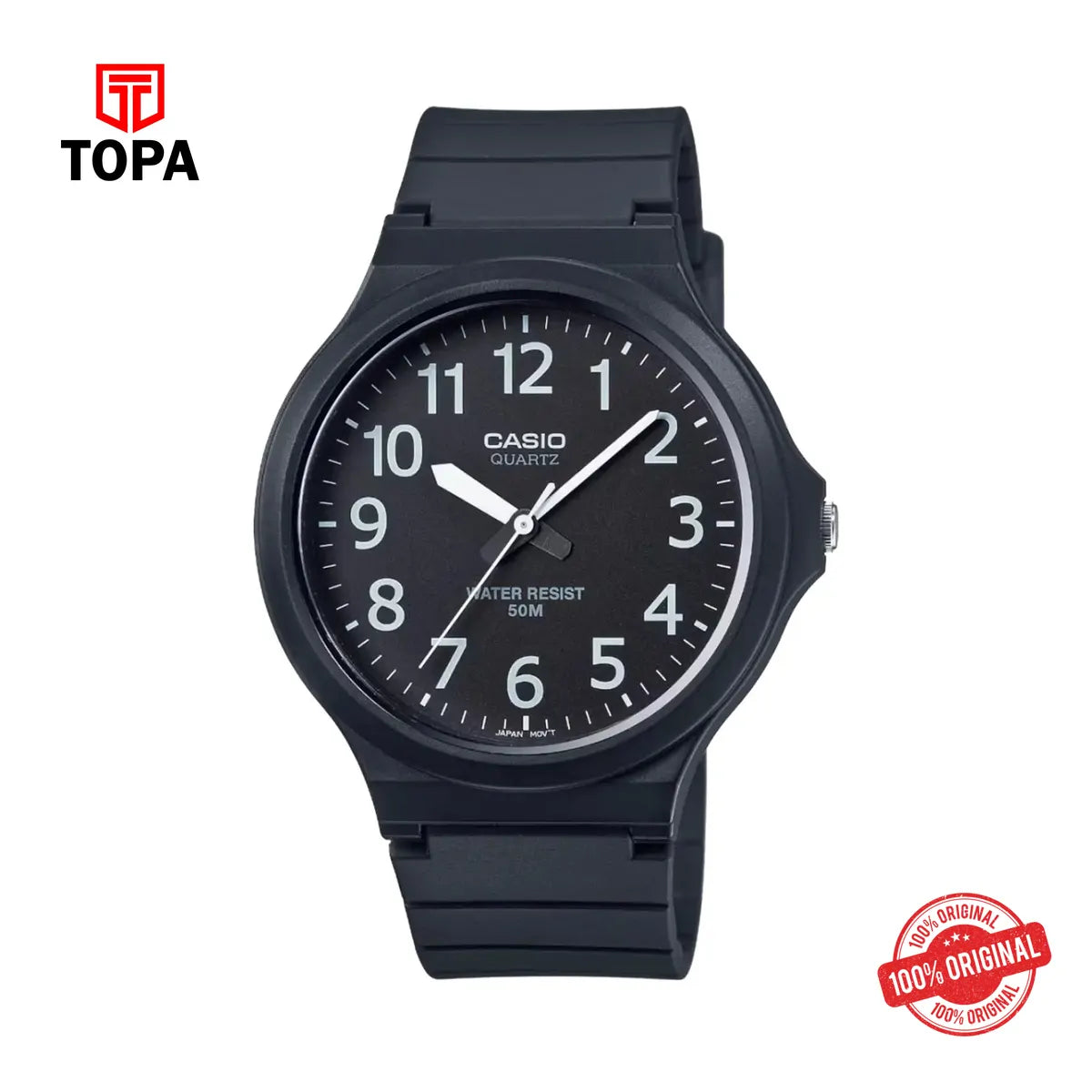 Casio MW-240-1B Black Dial Resin Strap Analog Watch - Topa