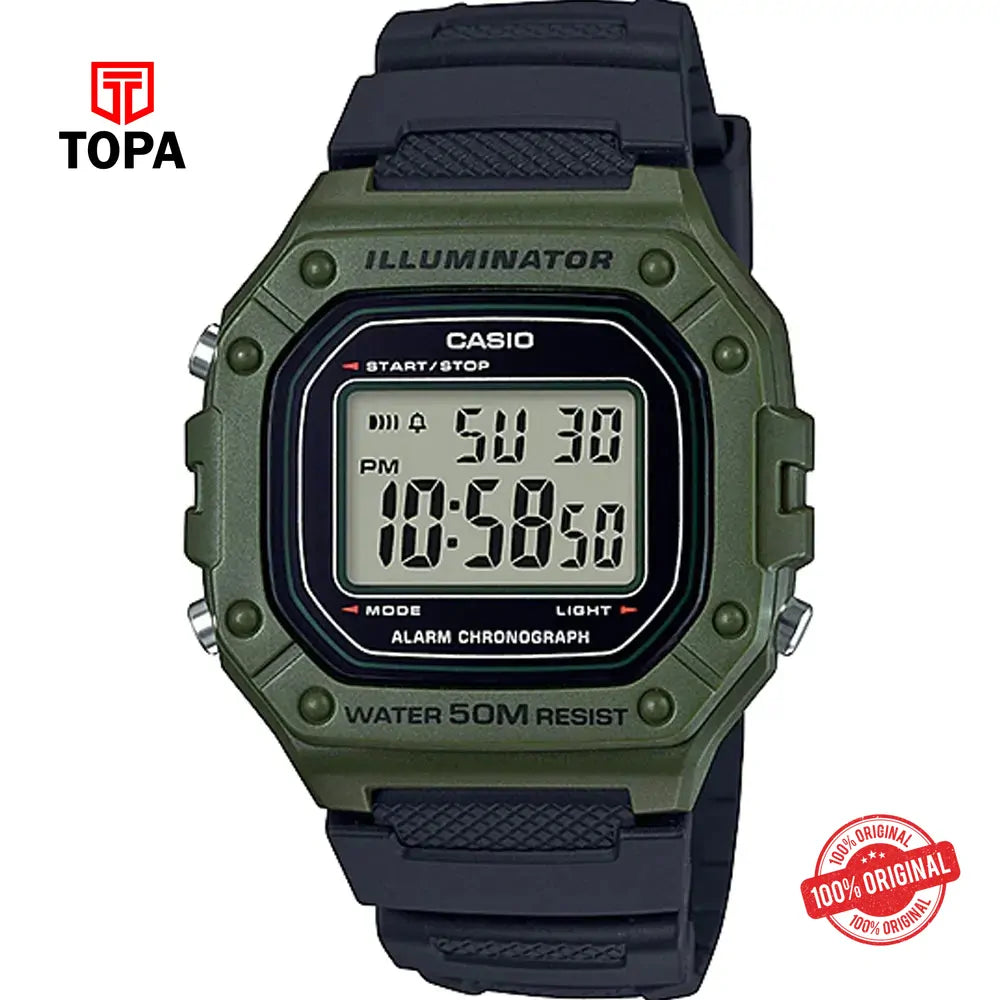 Casio W-218H-3A Resin Band Men Watch - Topa