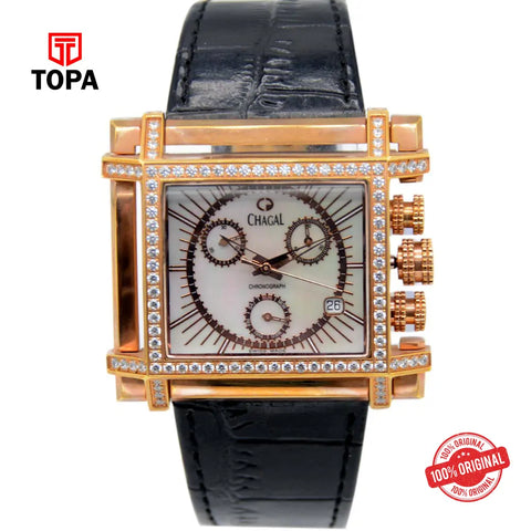 Chagal QX7549 Pre-Owned Chronograph Leather Band Unisex Watch - Topa