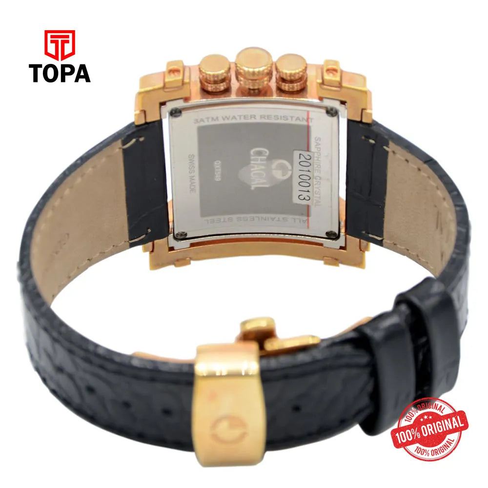 Chagal QX7549 Pre-Owned Chronograph Leather Band Unisex Watch - Topa