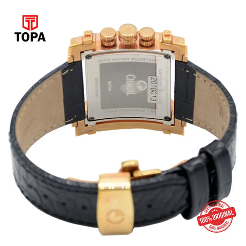 Chagal QX7549 Pre-Owned Chronograph Leather Band Unisex Watch - Topa