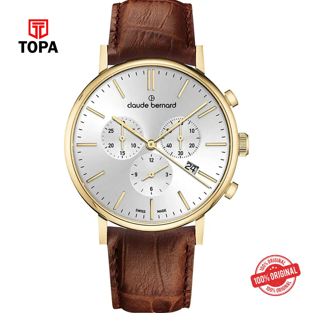 Claude Bernard 10258-37J-AID Slim Line Chronograph Men Watch - Topa