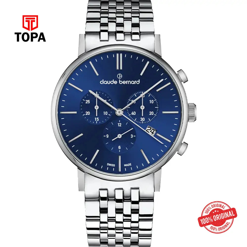 Claude Bernard 10261-3M-BUIN Slim Line Chronograph Men Watch - Topa
