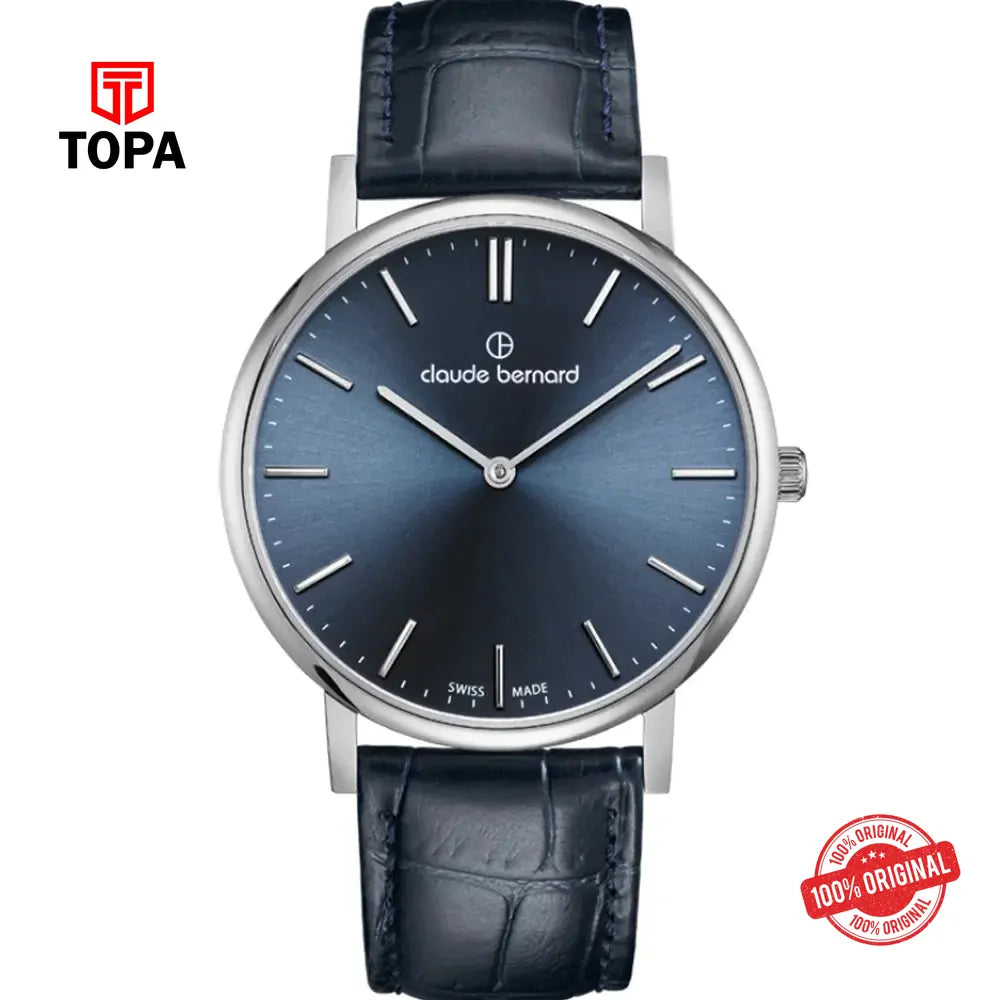 Claude Bernard 20219-3-BUIN Slim Line Two-Hands Men Watch - Topa