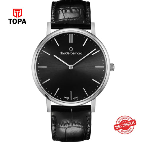 Claude Bernard 20219-3-NIN Slim Line Two-Hands Men Watch - Topa