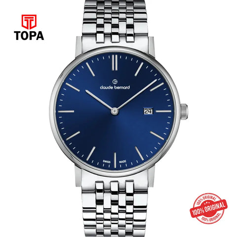 Claude Bernard 20234-3M-BUIN Slim Line Two-Hands Men Watch - Topa