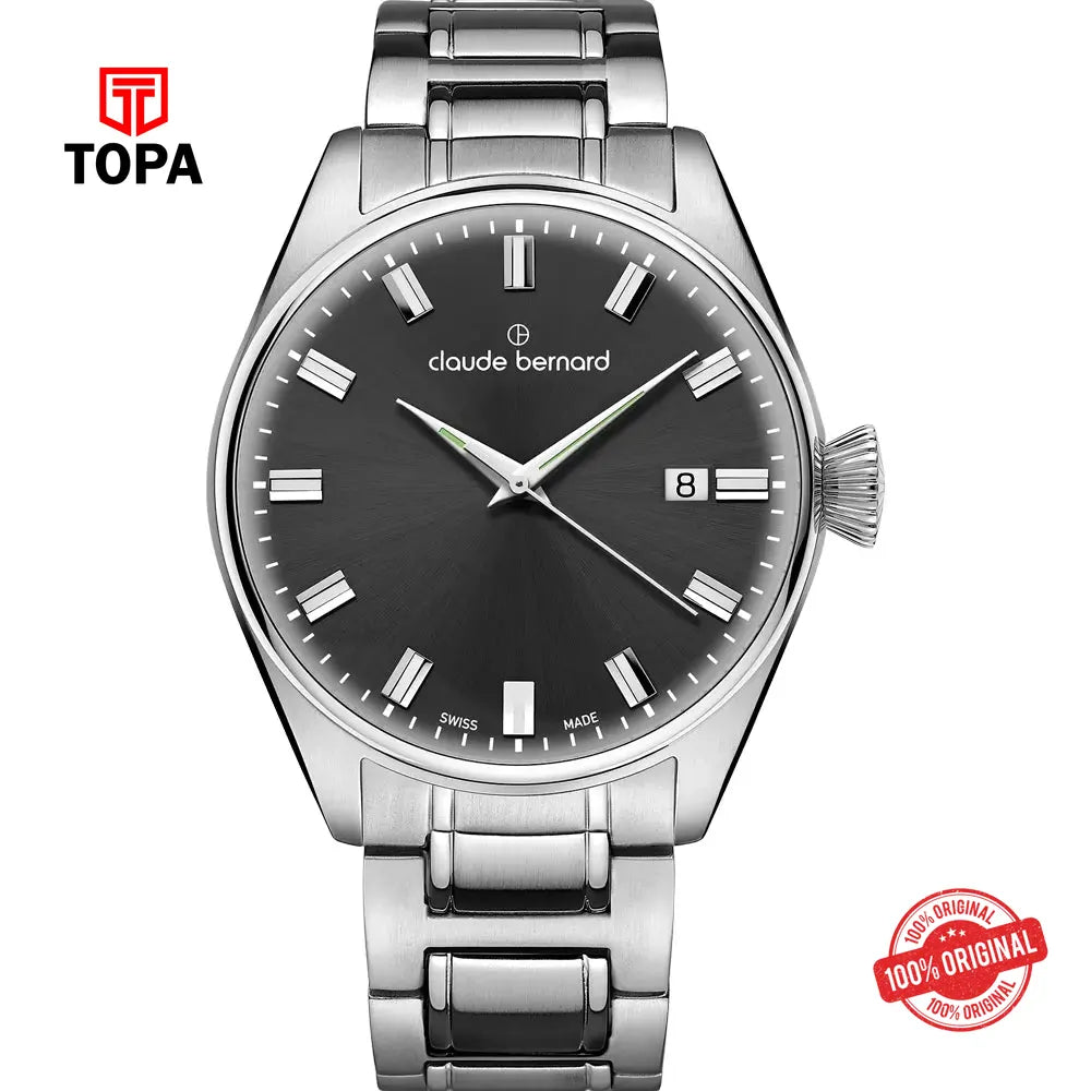 Claude Bernard 70203-3M-GRIN1 Proud Heritage Date Men Watch - Topa