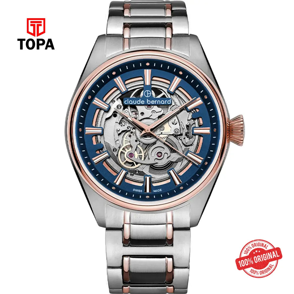 Claude Bernard 85309-357RM-BUIR Proud Heritage Automatic Skeleton Men Watch - Topa