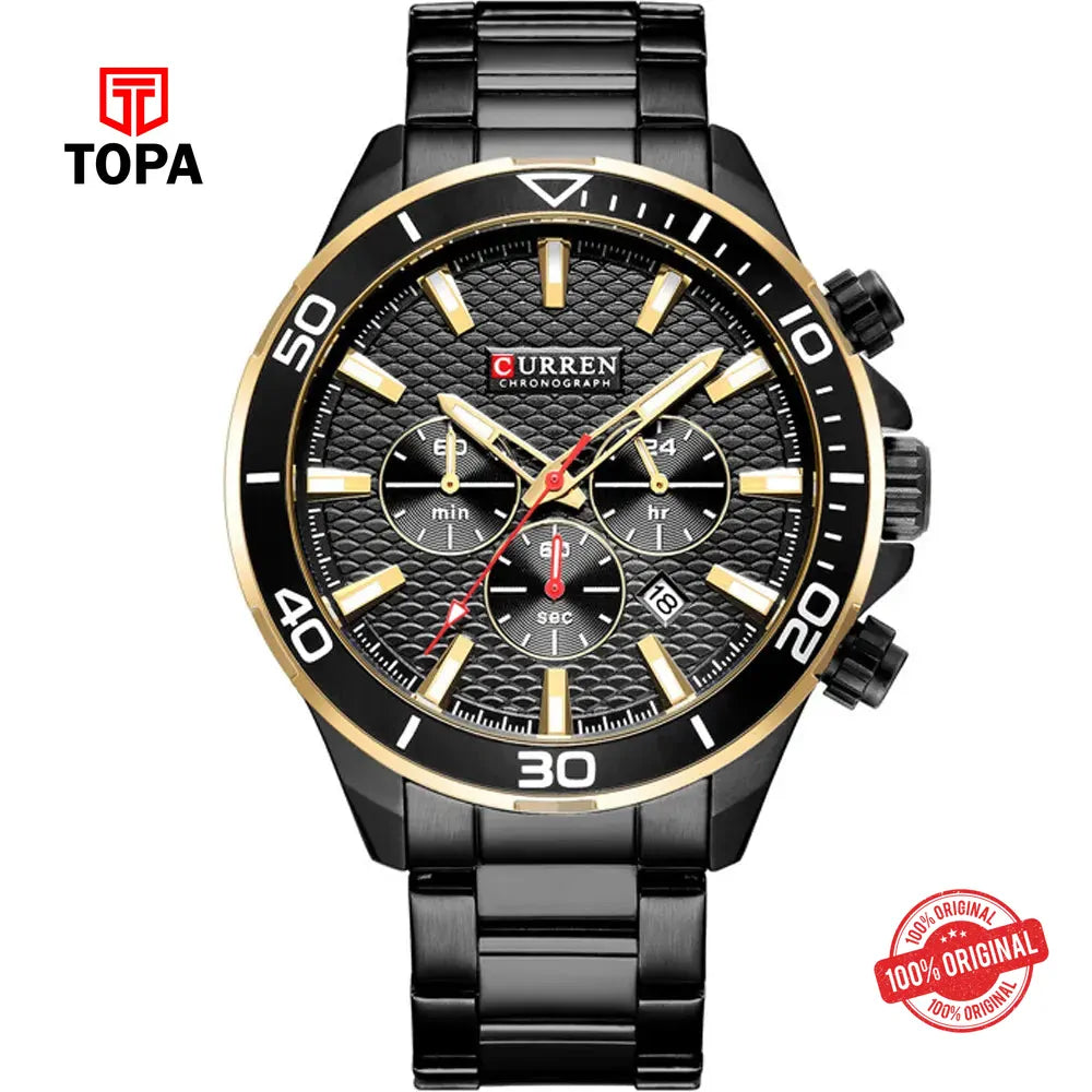 Curren 8309-BLK Metal Band Men Watch - Topa