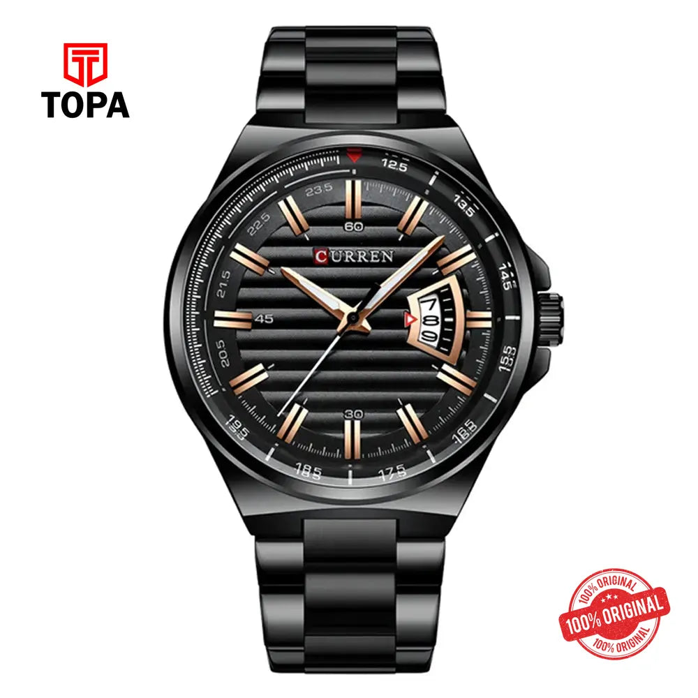 Curren 8375-BLK-GRY Metal Band Men Watch - Topa