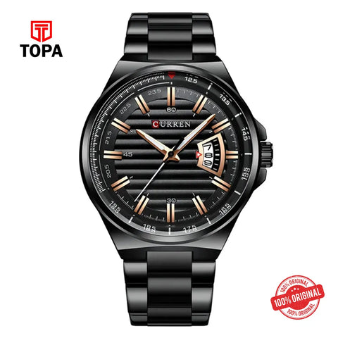Curren 8375-BLK-GRY Metal Band Men Watch - Topa
