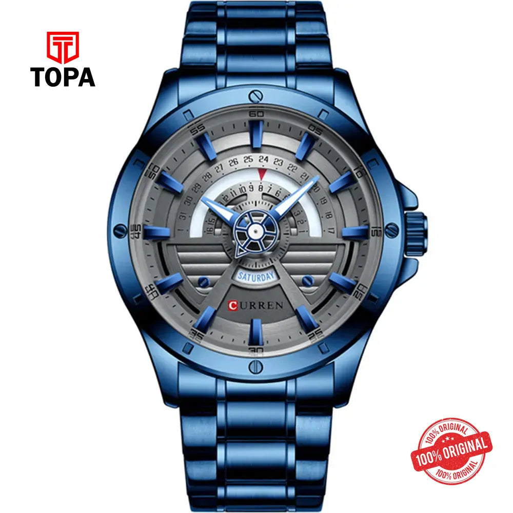 Curren 8381-BLU-GRY Metal Band Men Watch - Topa