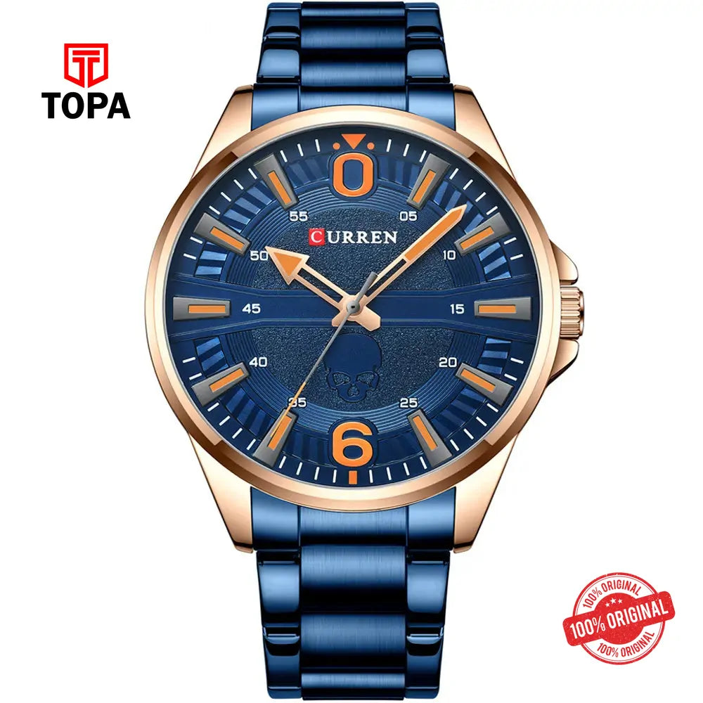 Curren 8389-RSBLU-BLU Metal Band Men Watch - Topa