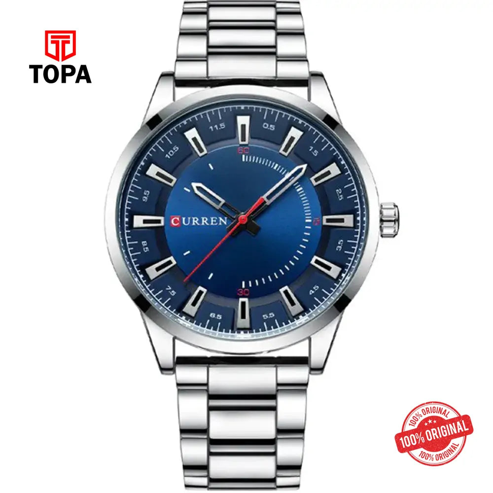Curren 8406-CH-BLU Metal Band Men Watch - Topa