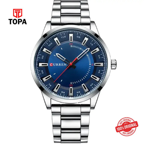 Curren 8406-CH-BLU Metal Band Men Watch - Topa