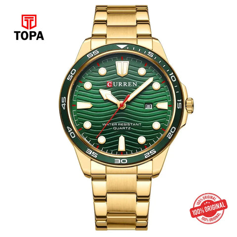 Curren 8426-GD-GRN Metal Band Men Watch - Topa