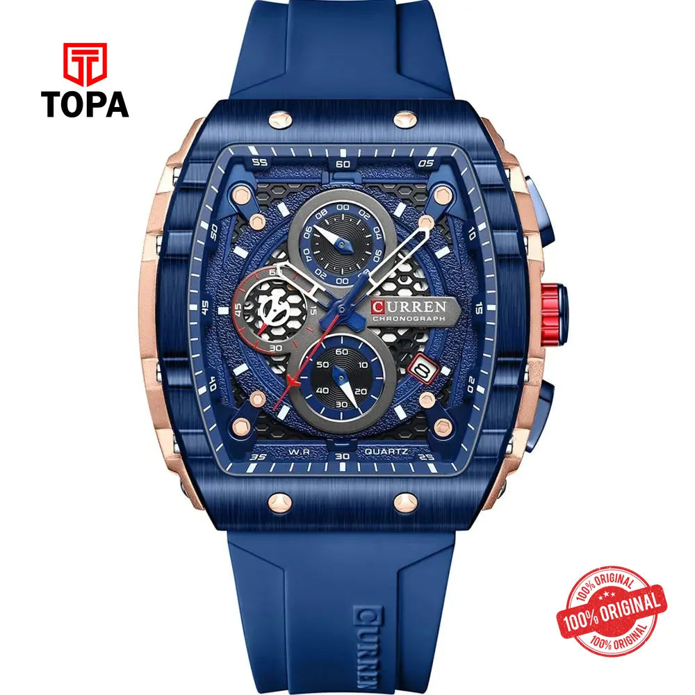 Curren 8442-RGBLU-BLU Rubber Band Men Watch - Topa