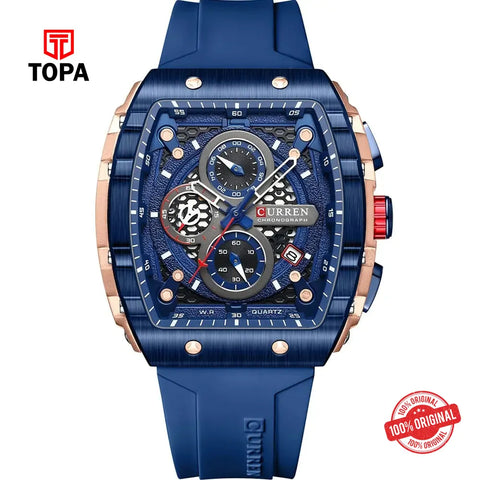 Curren 8442-RGBLU-BLU Rubber Band Men Watch - Topa