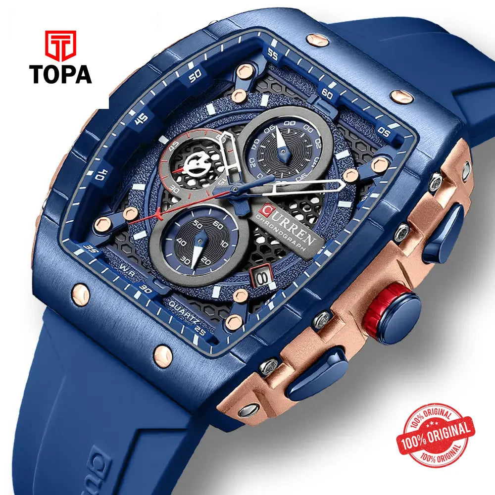 Curren 8442-RGBLU-BLU Rubber Band Men Watch - Topa