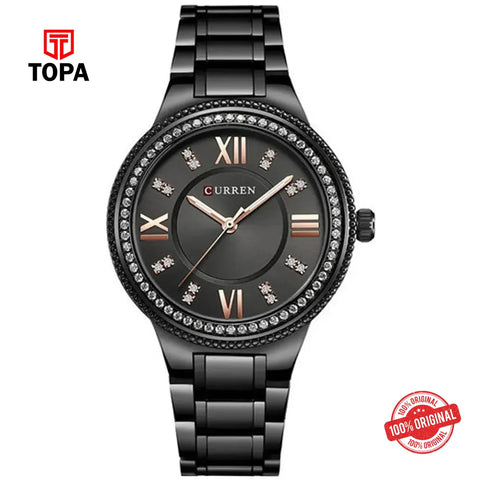 Curren 9004-BLK-GRY Metal Band Women Watch - Topa