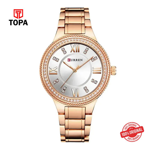 Curren 9004-RS-SLV Metal Band Women Watch - Topa