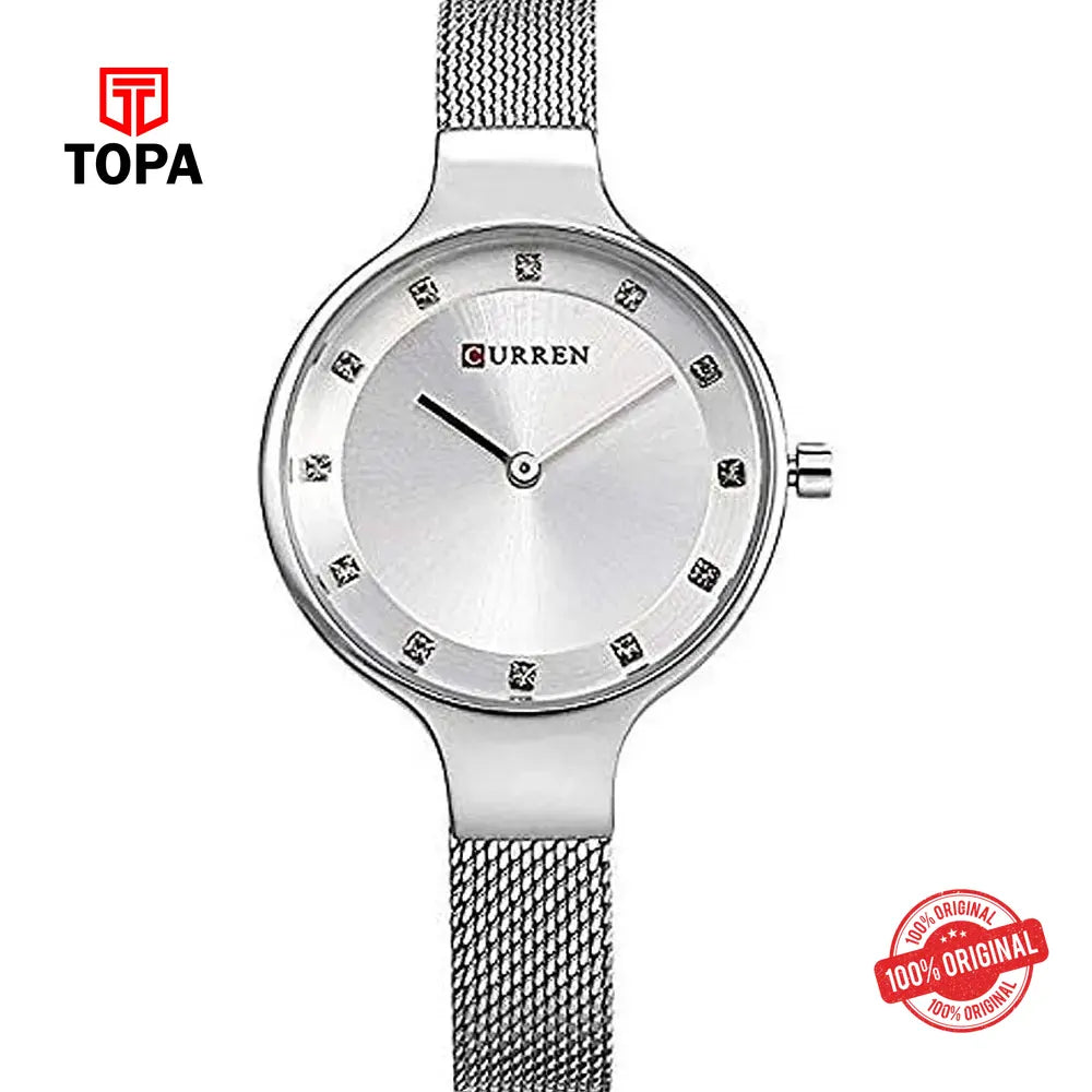 Curren 9008-CH-WHT Mesh Band Men Watch - Topa