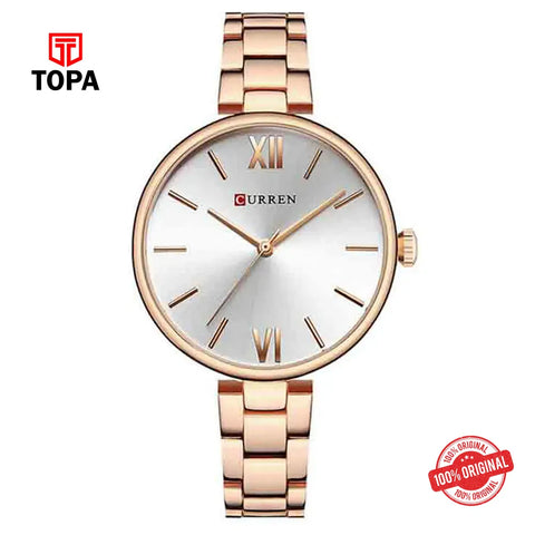 Curren 9017L-RS-WHT Metal Band Women Watch - Topa