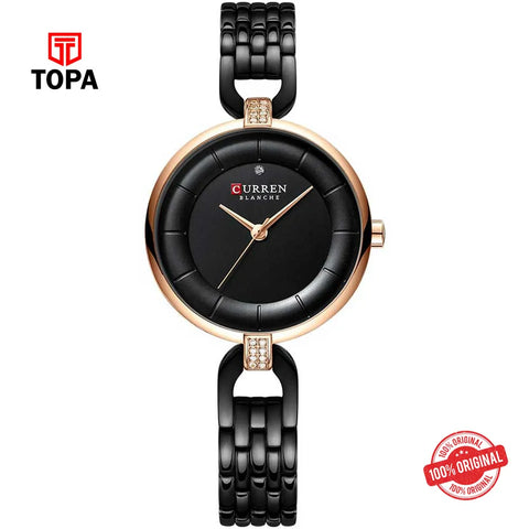 Curren 9052-RS-BLK Metal Band Woman Watch - Topa
