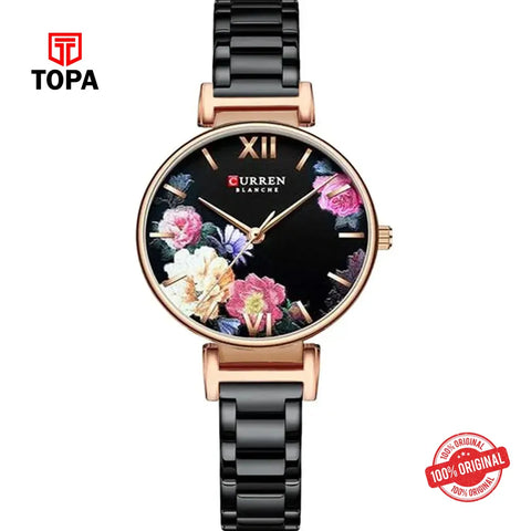 Curren 9053L-RG-BLK Metal Band Women Watch - Topa