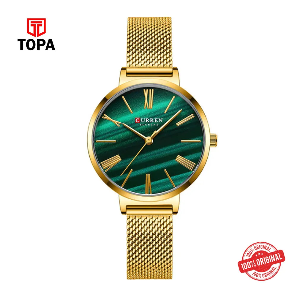 Curren 9076-GD-GRN Metal Band Women Watch - Topa